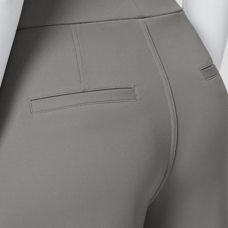 Flex High Waisted Plicated Side Pocket Straight Leg Work Pants